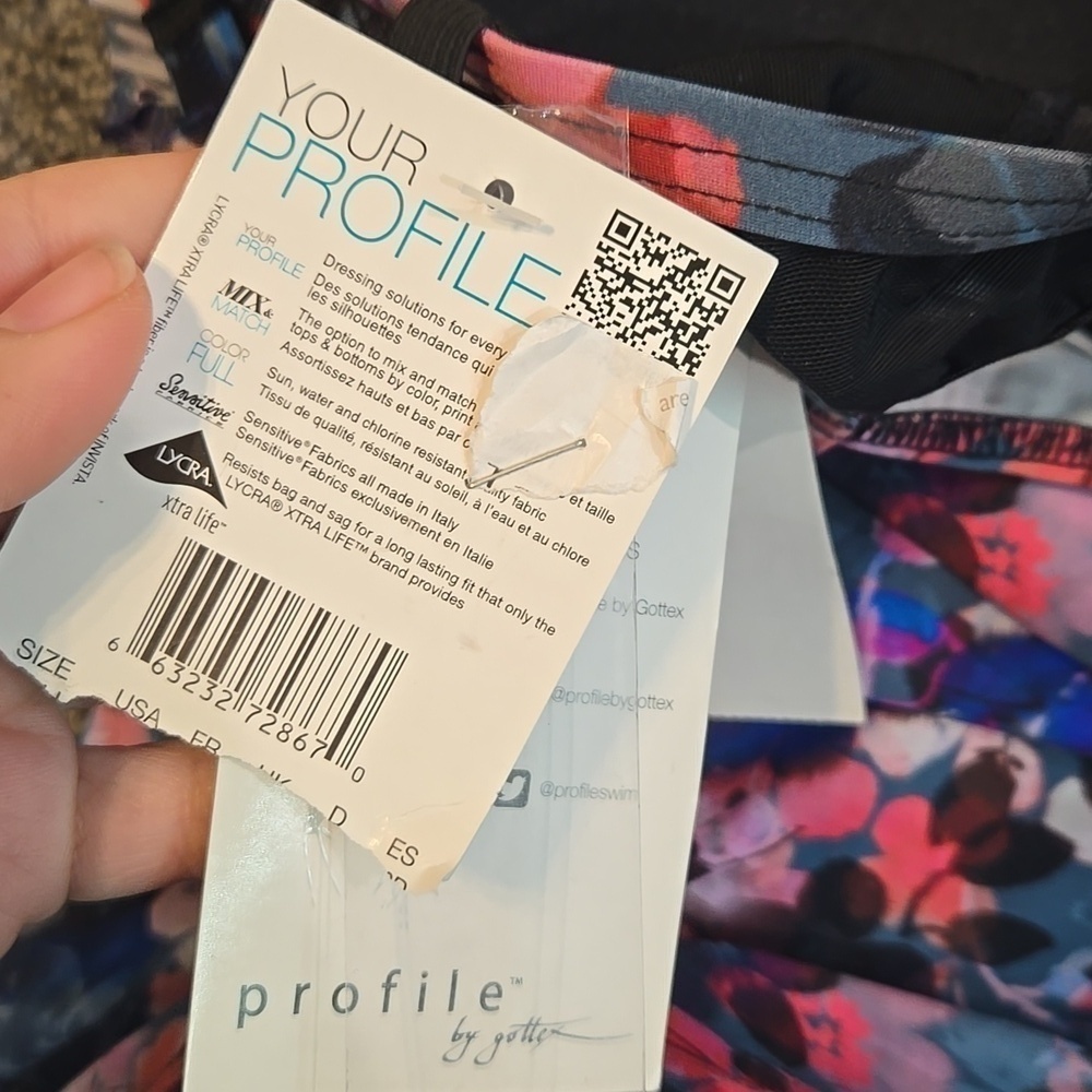 NWT Profile By Gottex Women Floral Bra Top Tankini One Piece Swimsuit Sz 34D - Picture 7 of 9
